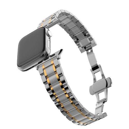 Bandz Apple Watch Ultra Steel Link Strap 'Deluxe' (Silver/Gold)