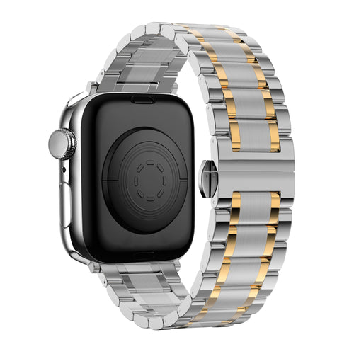 Bandz Apple Watch Ultra Steel Link Strap 'Deluxe' (Silver/Gold)