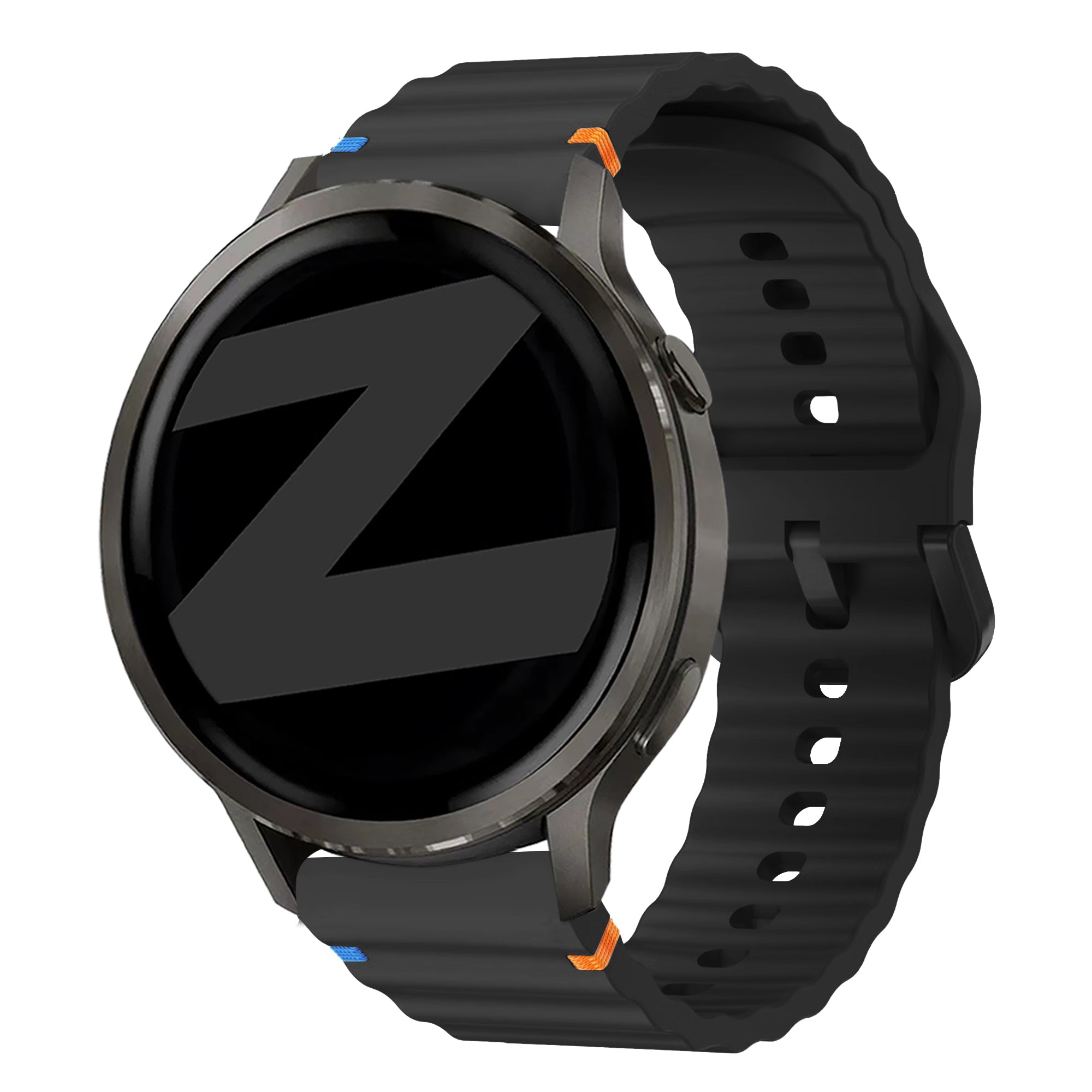 Bandz Bracelet silicone ondulé Garmin Forerunner 265 (noir)