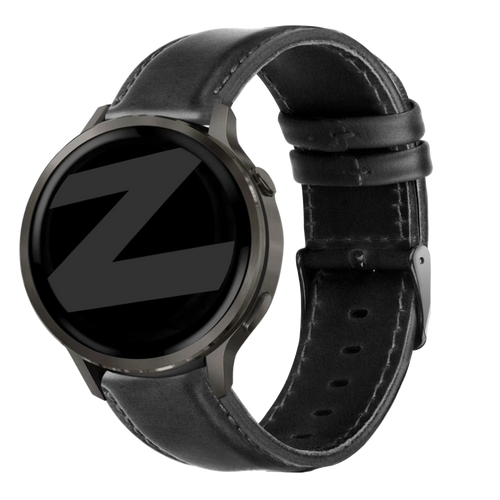 Bandz Garmin Forerunner 245 Leather Strap 'Classic' (Black)