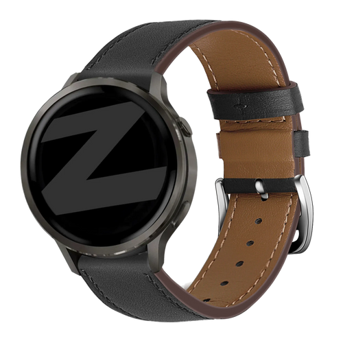 Bandz Bracelet cuir 'Deluxe' Garmin Forerunner 570 - 47mm (noir)