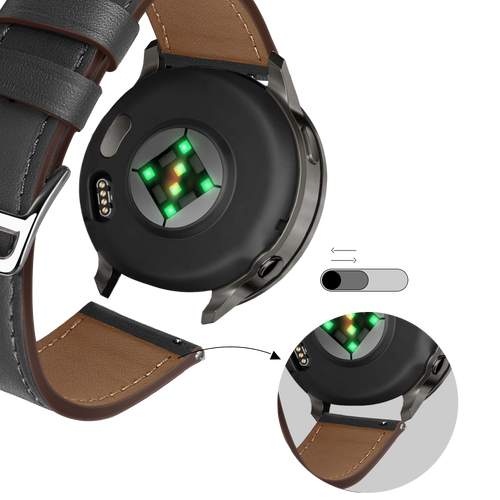 Bandz Bracelet cuir 'Deluxe' Garmin Approach S42 (noir)