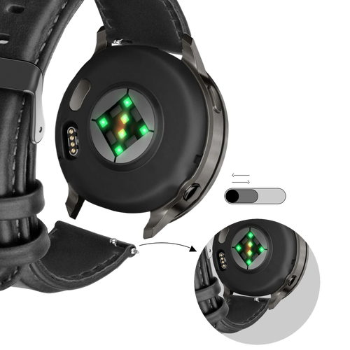 Bandz Garmin Forerunner 265 Leather Strap 'Classic' (Black)