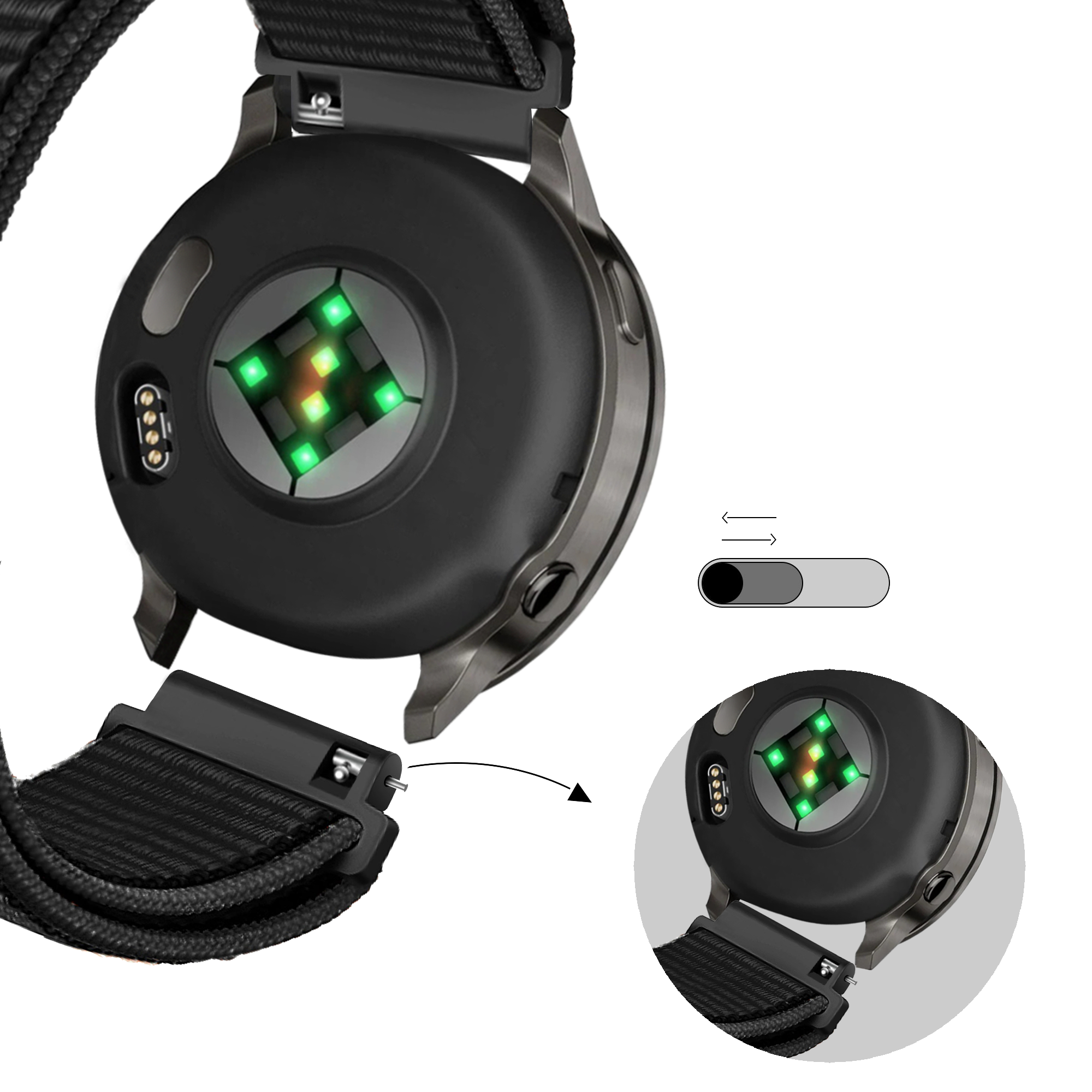 Bandz Bracelet nylon Loop Garmin Vivomove 3s (noir)